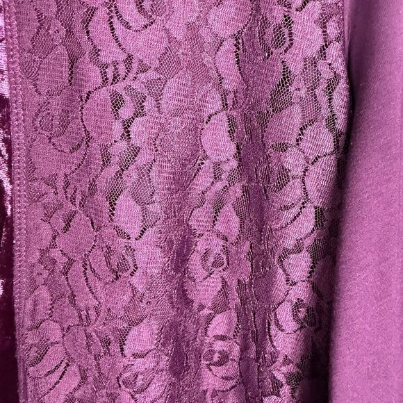 Logo Lavish Purple Velvet Lace Shirt Long Sleeve Size 2X Whimsy Goth Dark - Picture 6 of 16